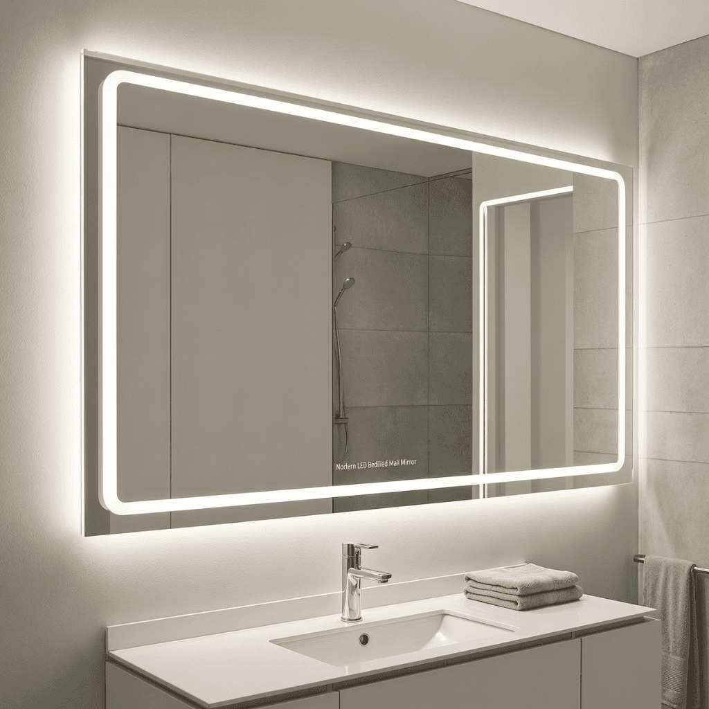 Halo Wide Light Mirror – Modern LED Backlit Wall Mirror