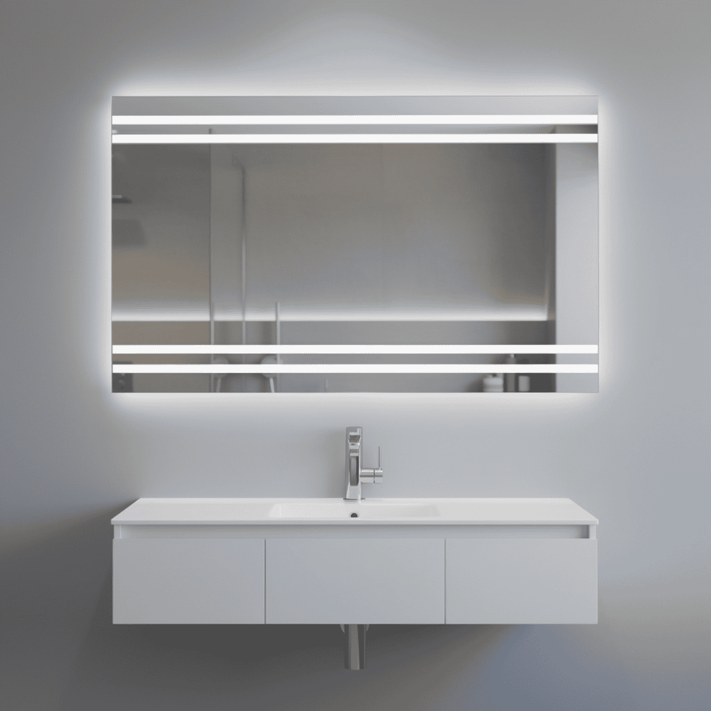 Horizontal LED Mirror with Triple Light Strips – Frameless Modern Design for Bathrooms