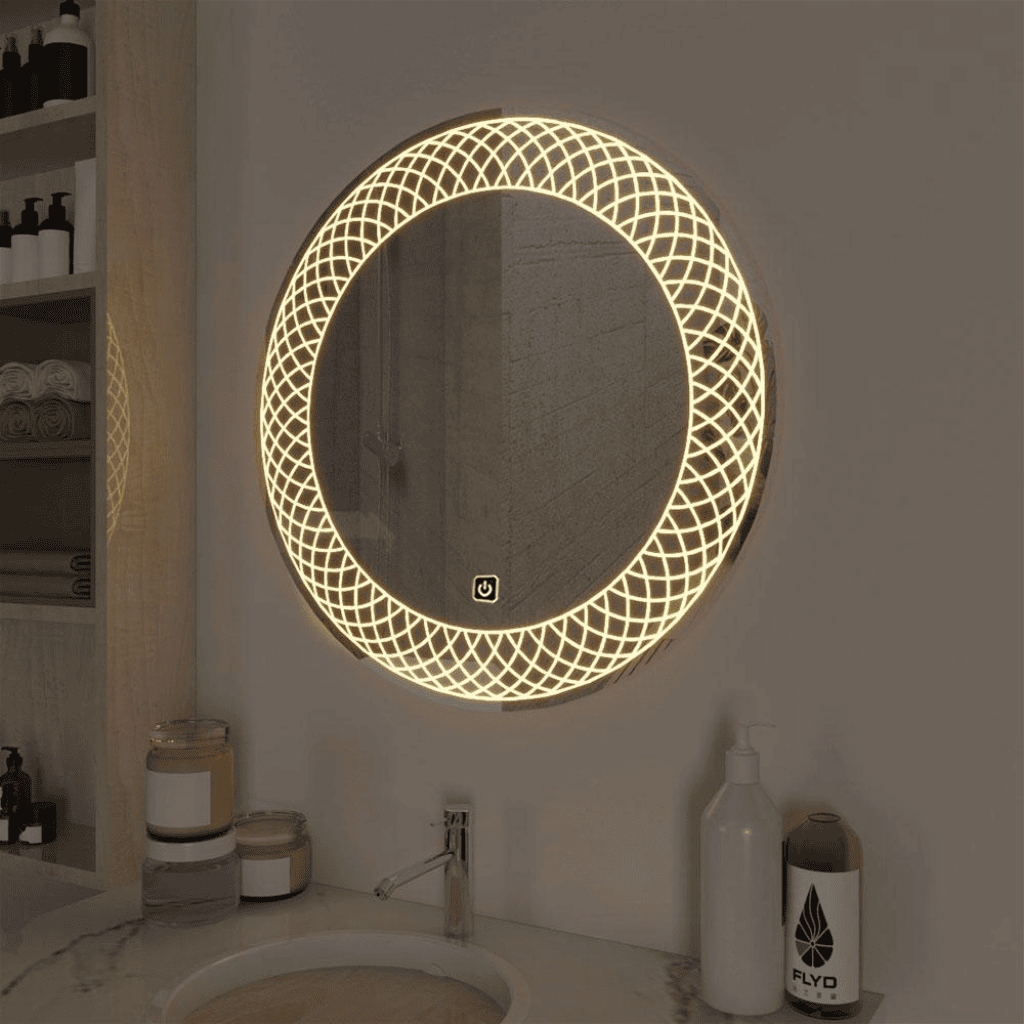 Golden Halo LED Mirror – Luxury Round Wall Mirror with Touch Sensor