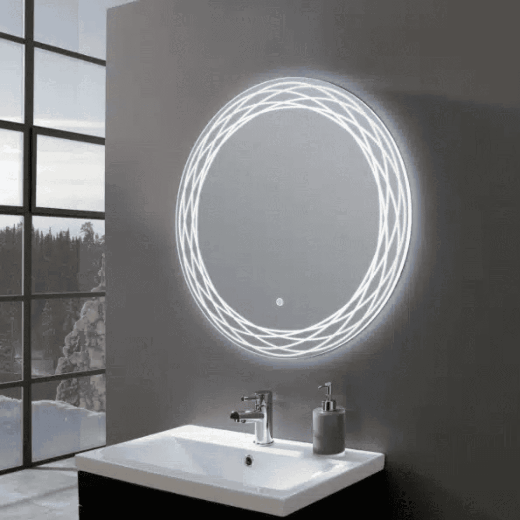 Lunar Loop LED Mirror – Frosted Glow Round Wall Mirror for Modern Interiors