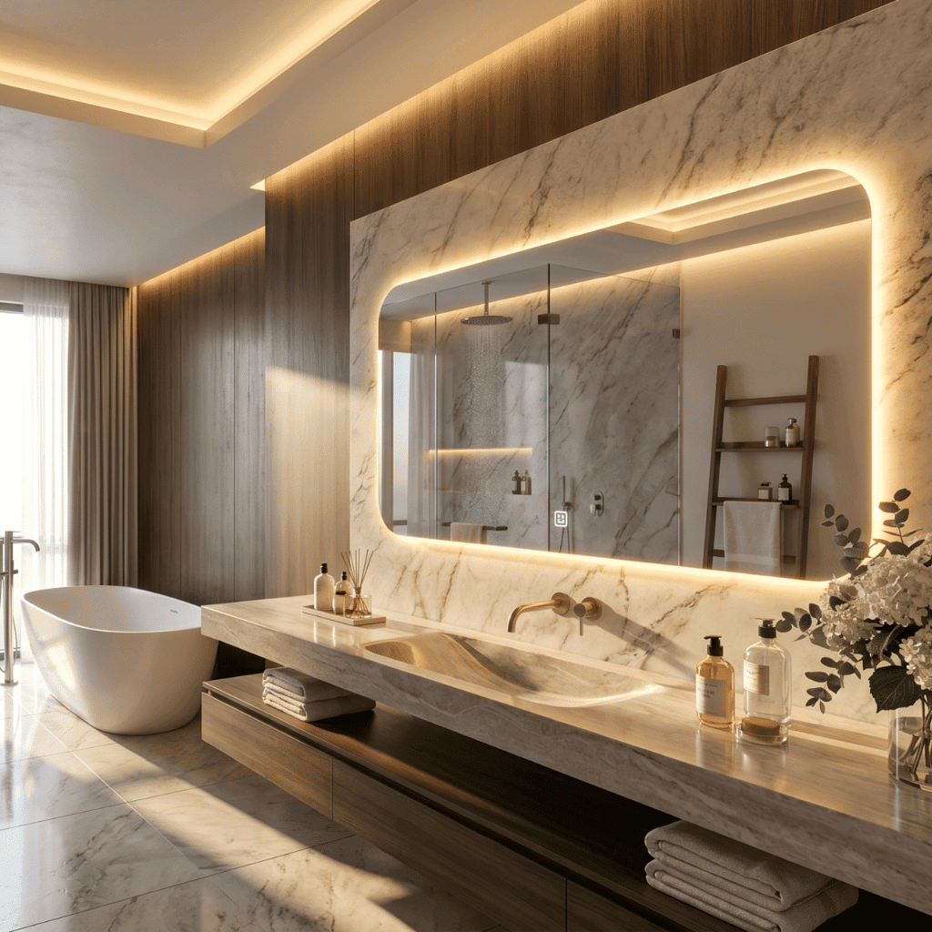 Rectangular LED Vanity Mirror with Rounded Corners