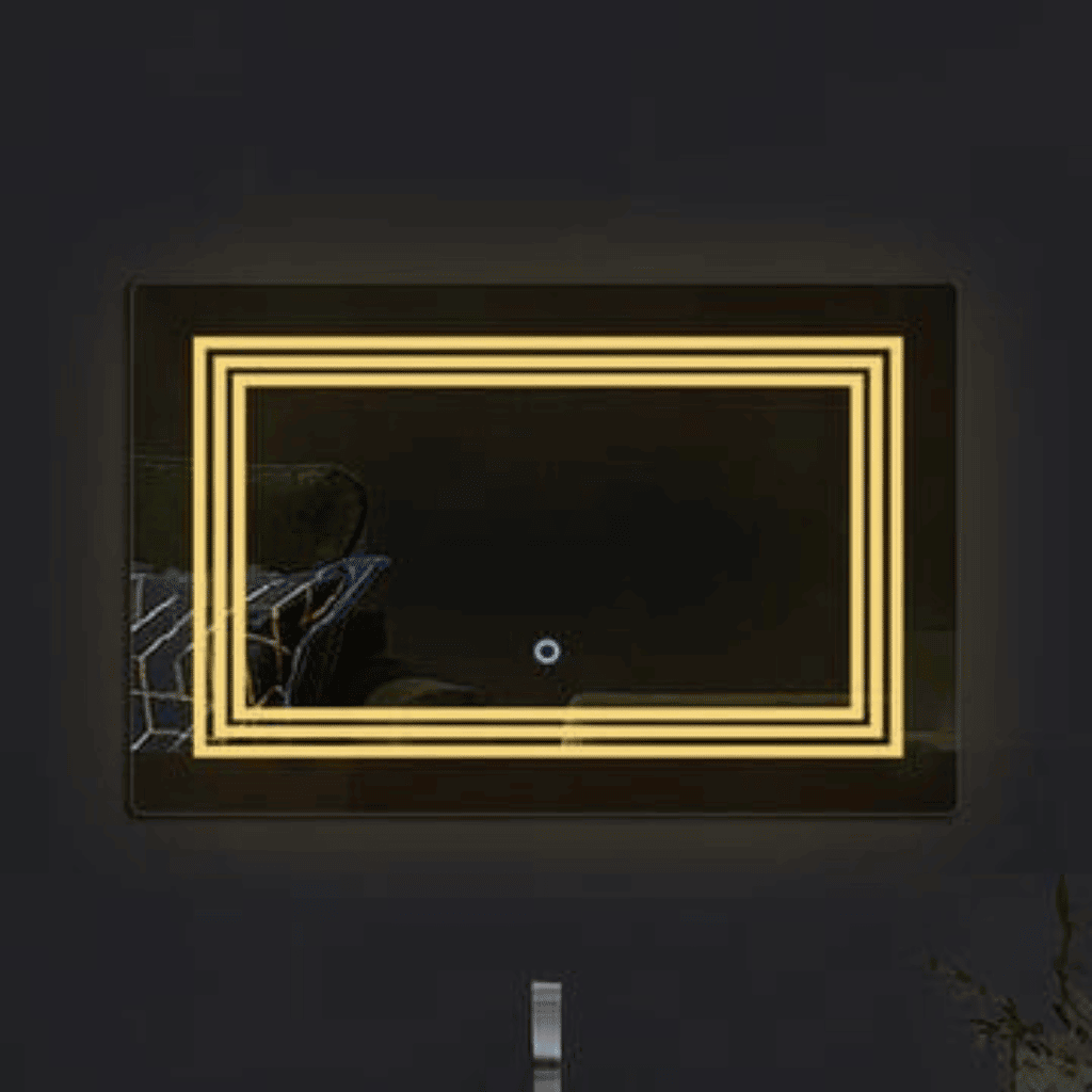 Rectangular Bathroom Mirror with Lighted Borders