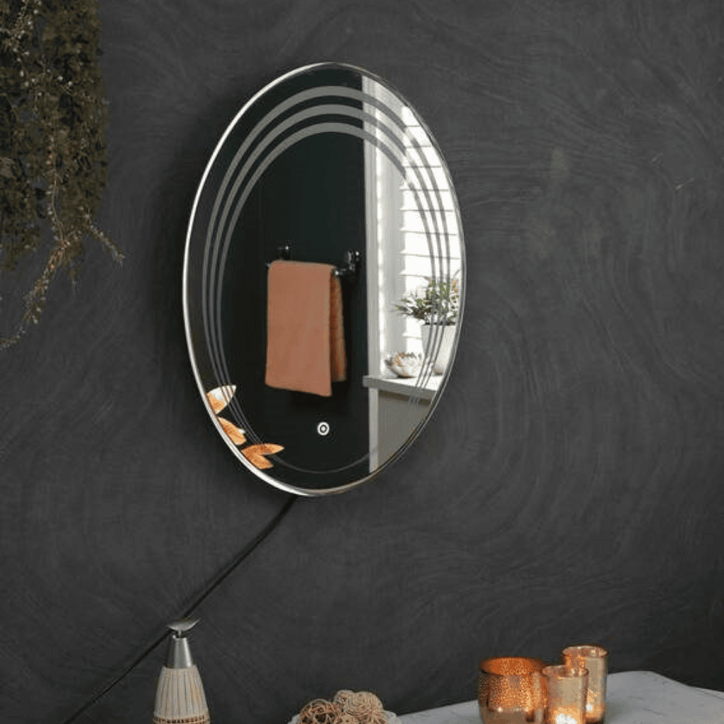 HaloAura™ Oval Halo LED Mirror India – Triple-Ring Glowing Vanity Mirror with Touch Sensor