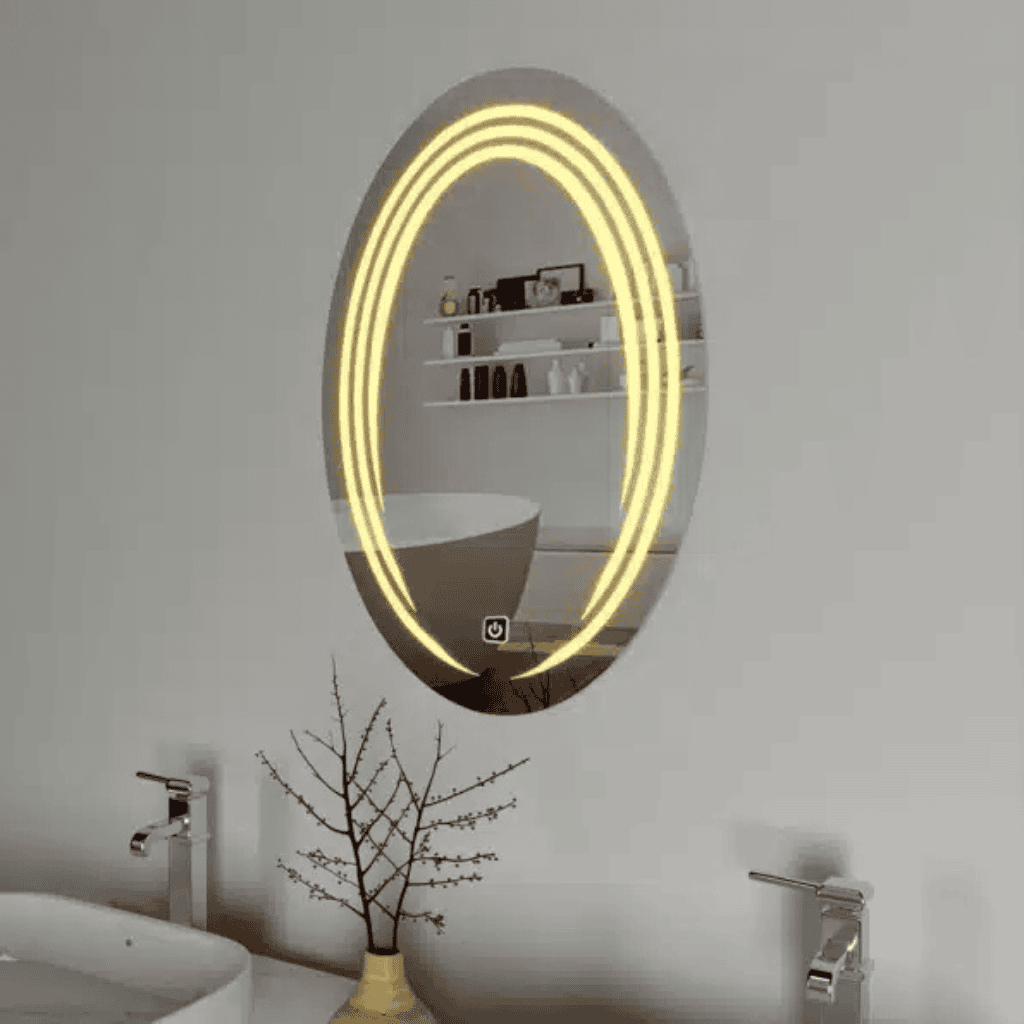 LumaOval Glow LED Mirror – Soft Gold Oval Bathroom Mirror