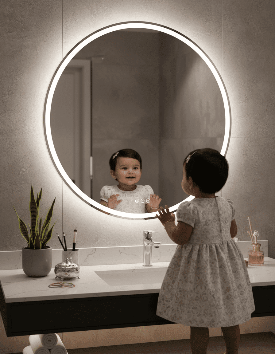Modern Round Halo LED Bathroom Mirror