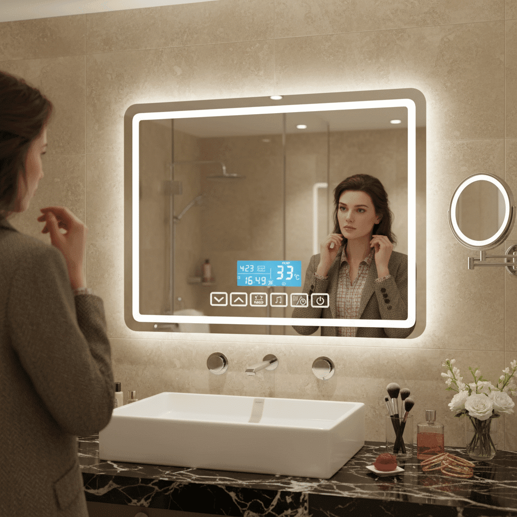 Premium Smart Bathroom Mirror with Clock