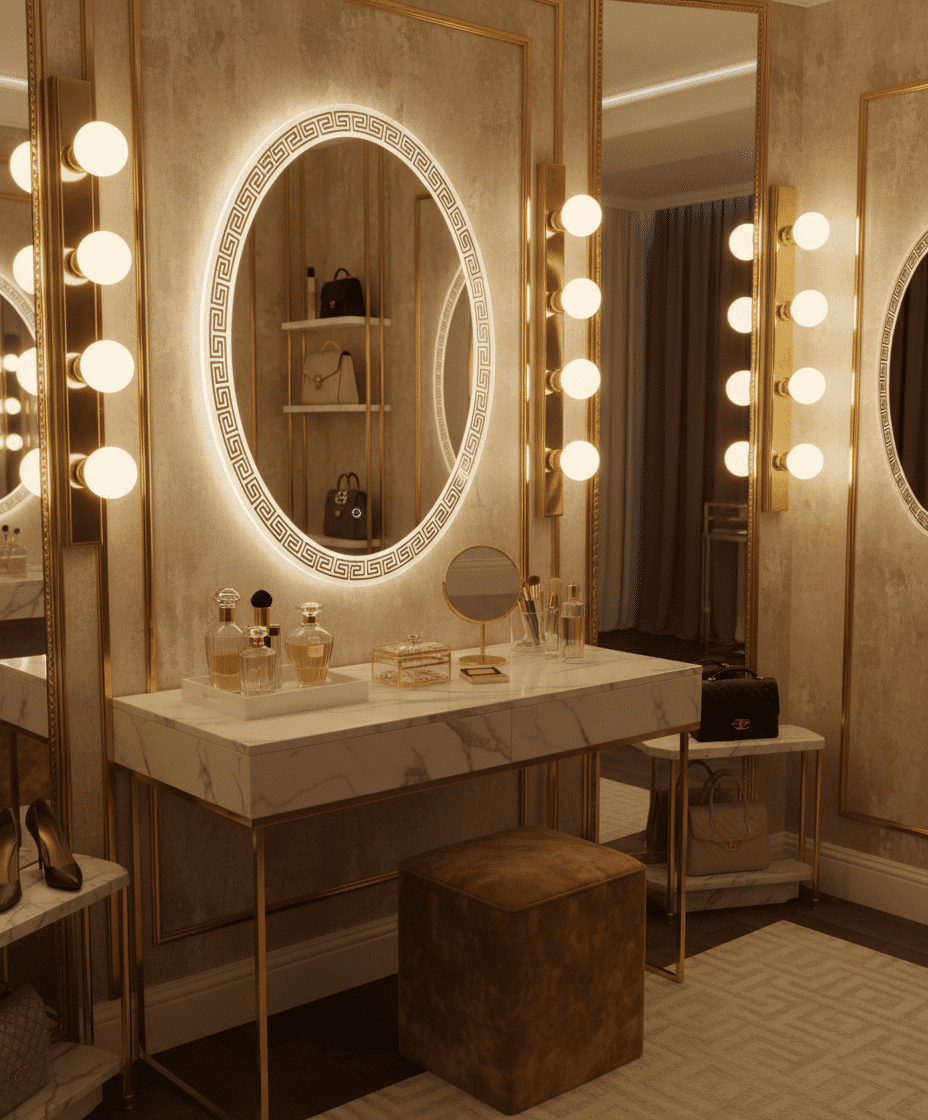 Grecian Glow Oval Mirror with LED Backlight and Etched Border 2 Grecian Glow Oval Mirror with LED Backlight and Etched Border 2
