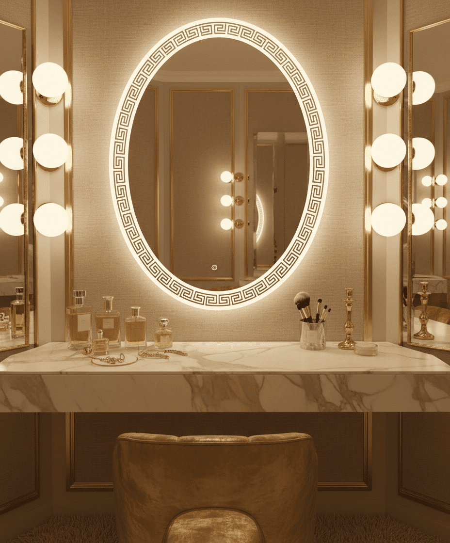 Grecian Glow Oval Mirror with LED Backlight and Etched Border 13-b7e7-67a3274461d9 Grecian Glow Oval Mirror with LED Backlight and Etched Border 1