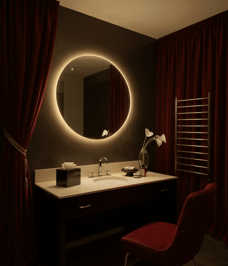 Halo Luxe Round LED Mirror with Wall Glow for Bathrooms