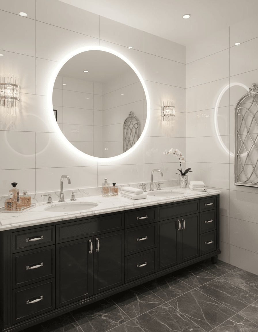 Halo Luxe Round LED Mirror with Wall Glow for Bathrooms