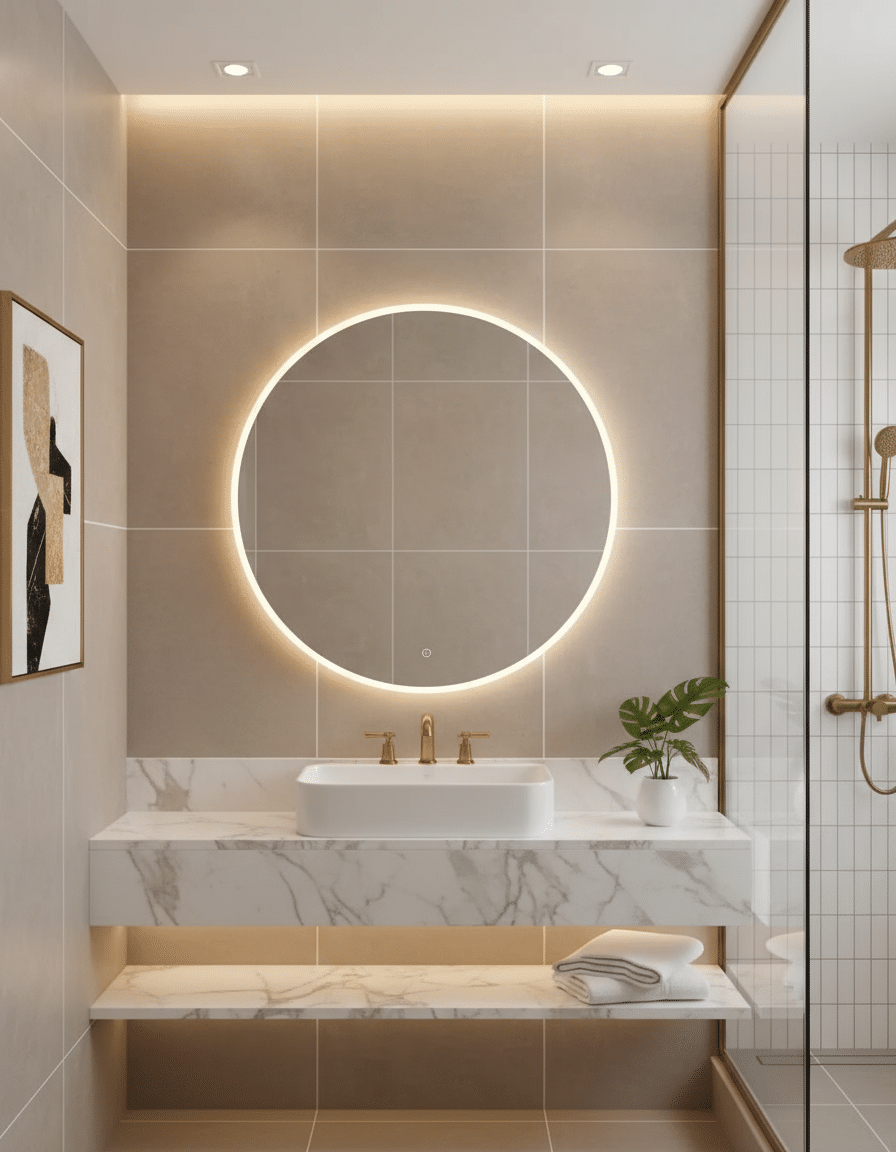 Modern Round Halo LED Bathroom Mirror