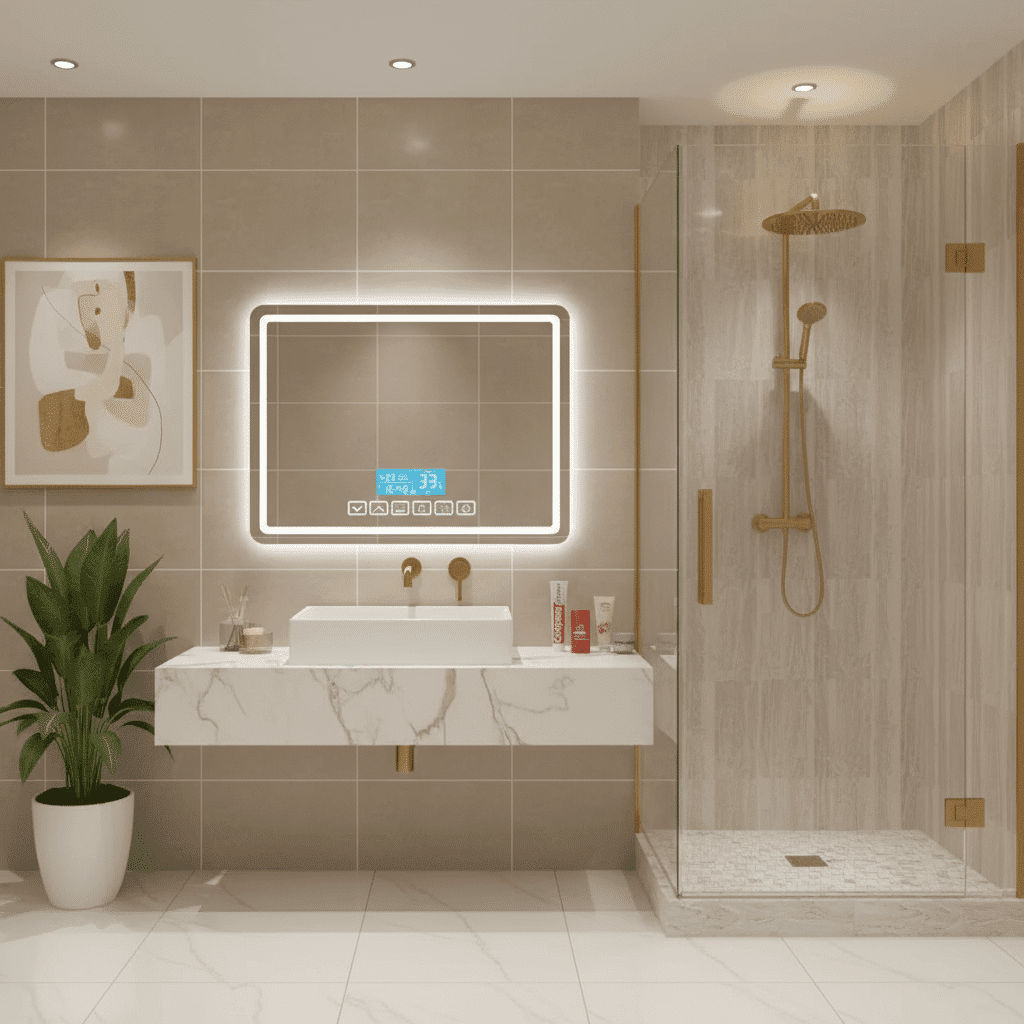 Premium Smart Bathroom Mirror with Clock