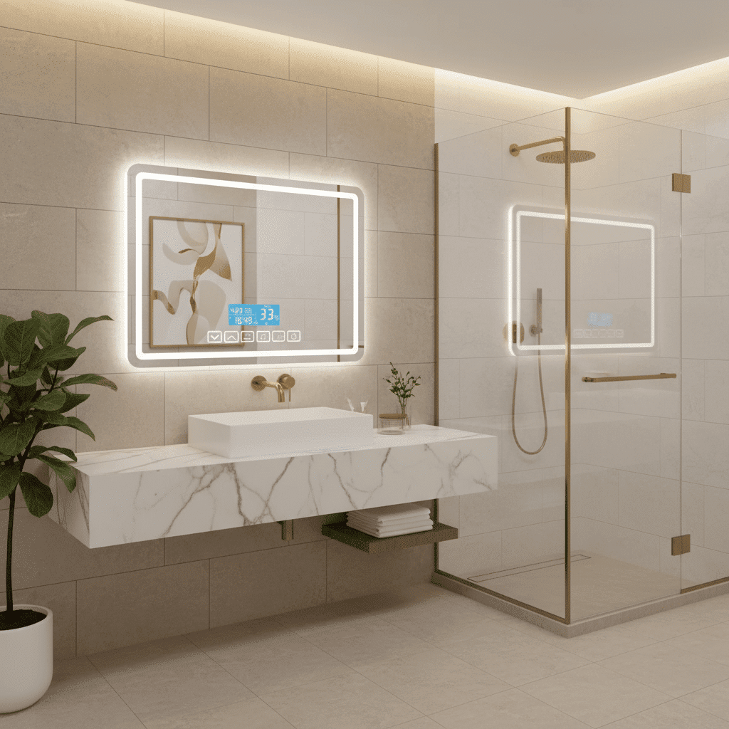 Premium Smart Bathroom Mirror with Clock
