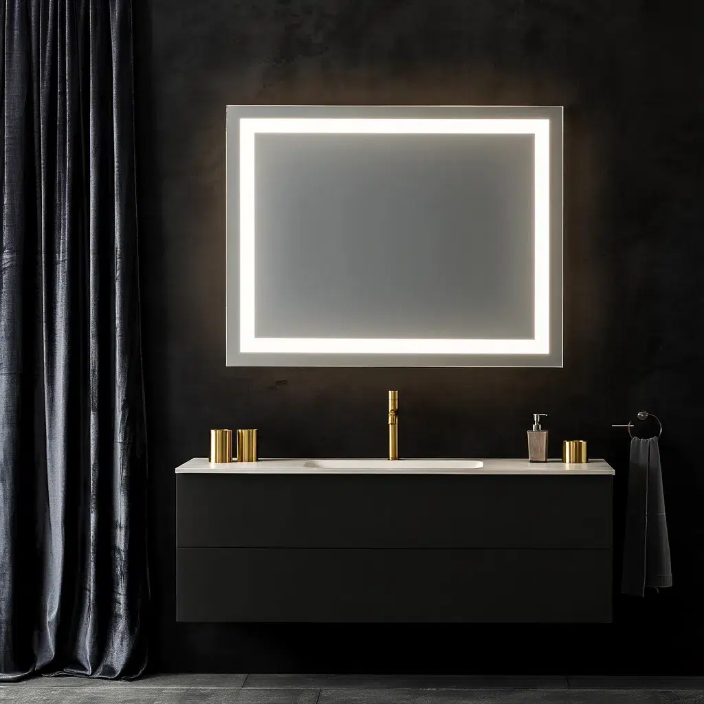CrystalEdge Rectangular LED Bathroom Mirror – Wall Mounted & Anti-Fog