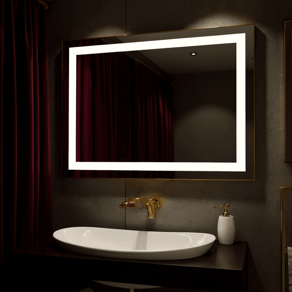 CrystalEdge Rectangular LED Bathroom Mirror – Wall Mounted & Anti-Fog