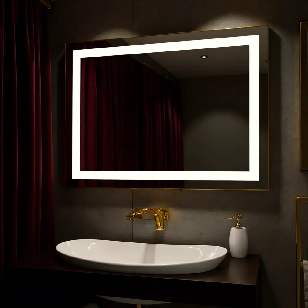 CrystalEdge Rectangular LED Bathroom Mirror – Wall Mounted & Anti-Fog