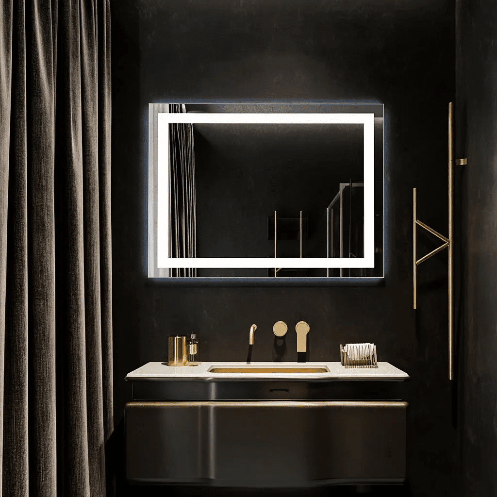 CrystalEdge Rectangular LED Bathroom Mirror – Wall Mounted & Anti-Fog