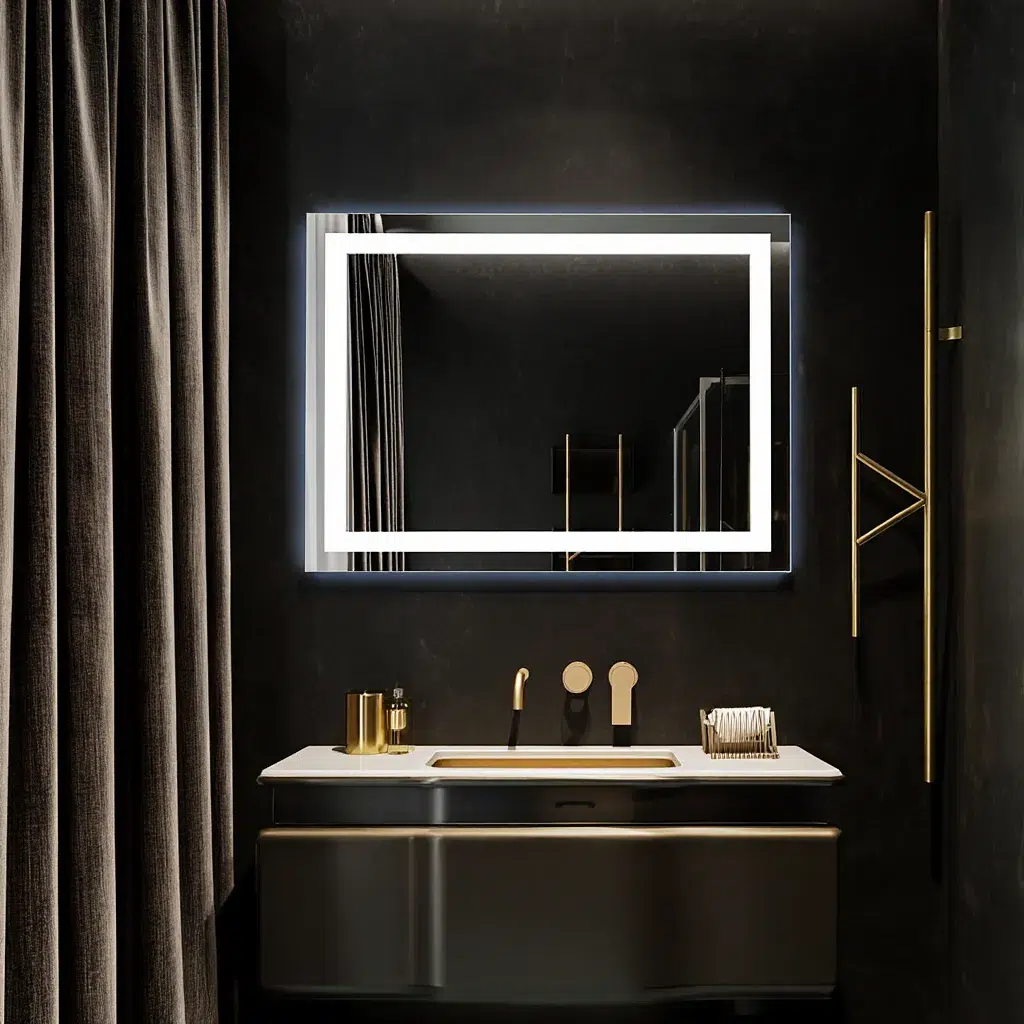 CrystalEdge Rectangular LED Bathroom Mirror – Wall Mounted & Anti-Fog
