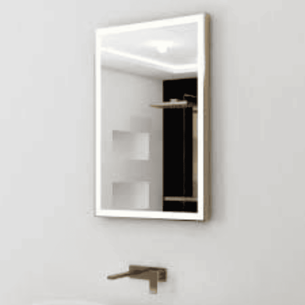 Gold Frame Vertical LED Mirror – Luxury Slim Design for Modern Spaces 1