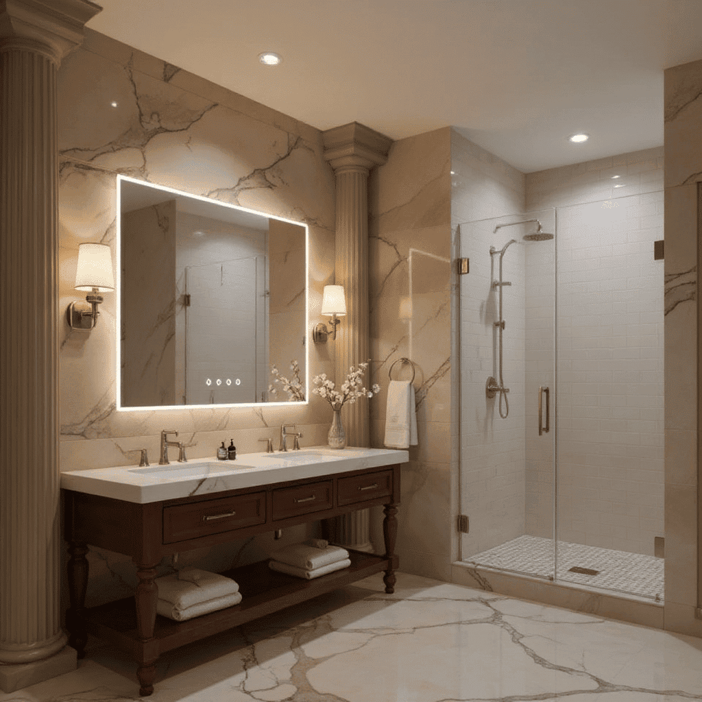 Luxury Backlit Mirror with Frosted Frame and Touch Sensor