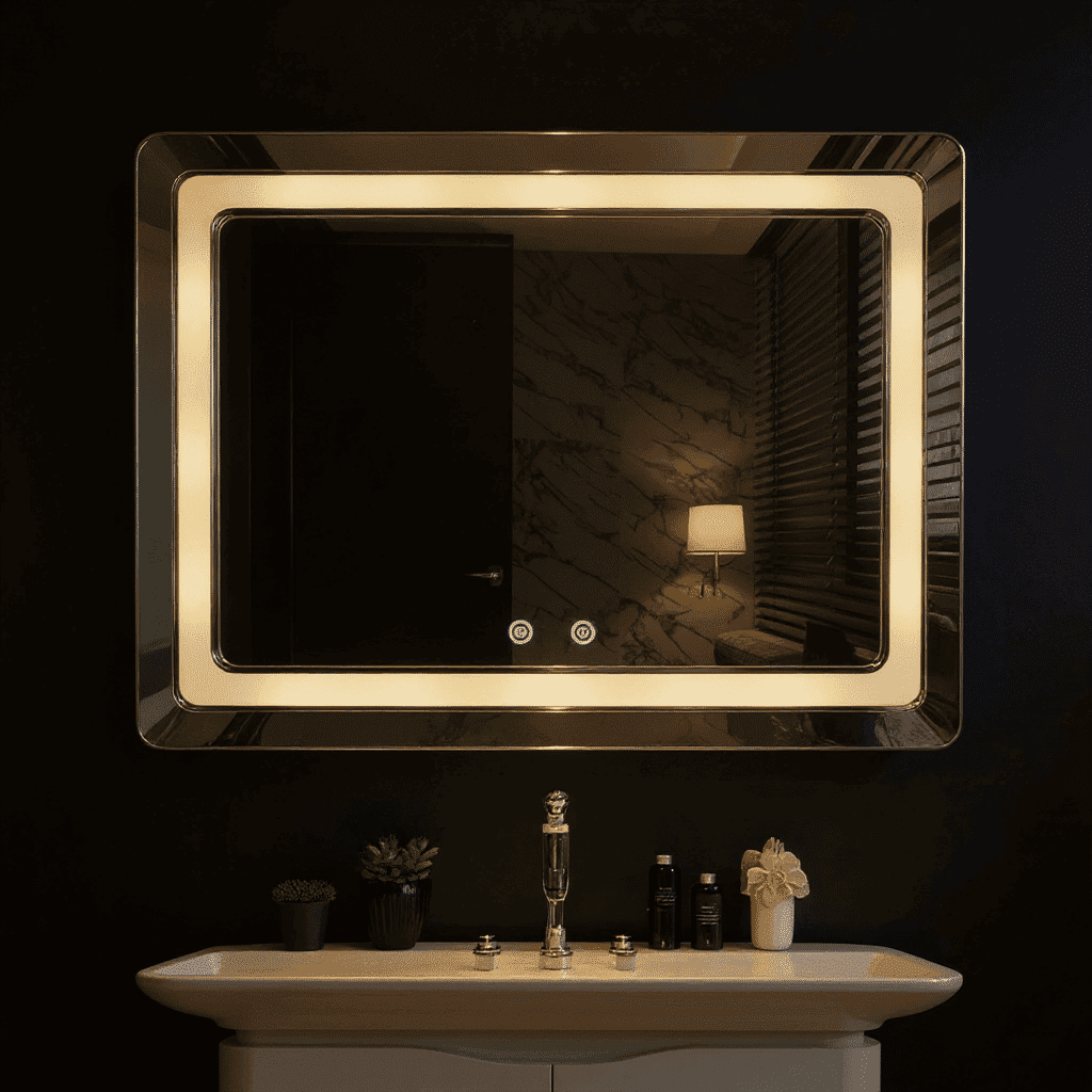 LumaTouch Dual Control LED Mirror – Sleek Rectangular Bathroom Mirror