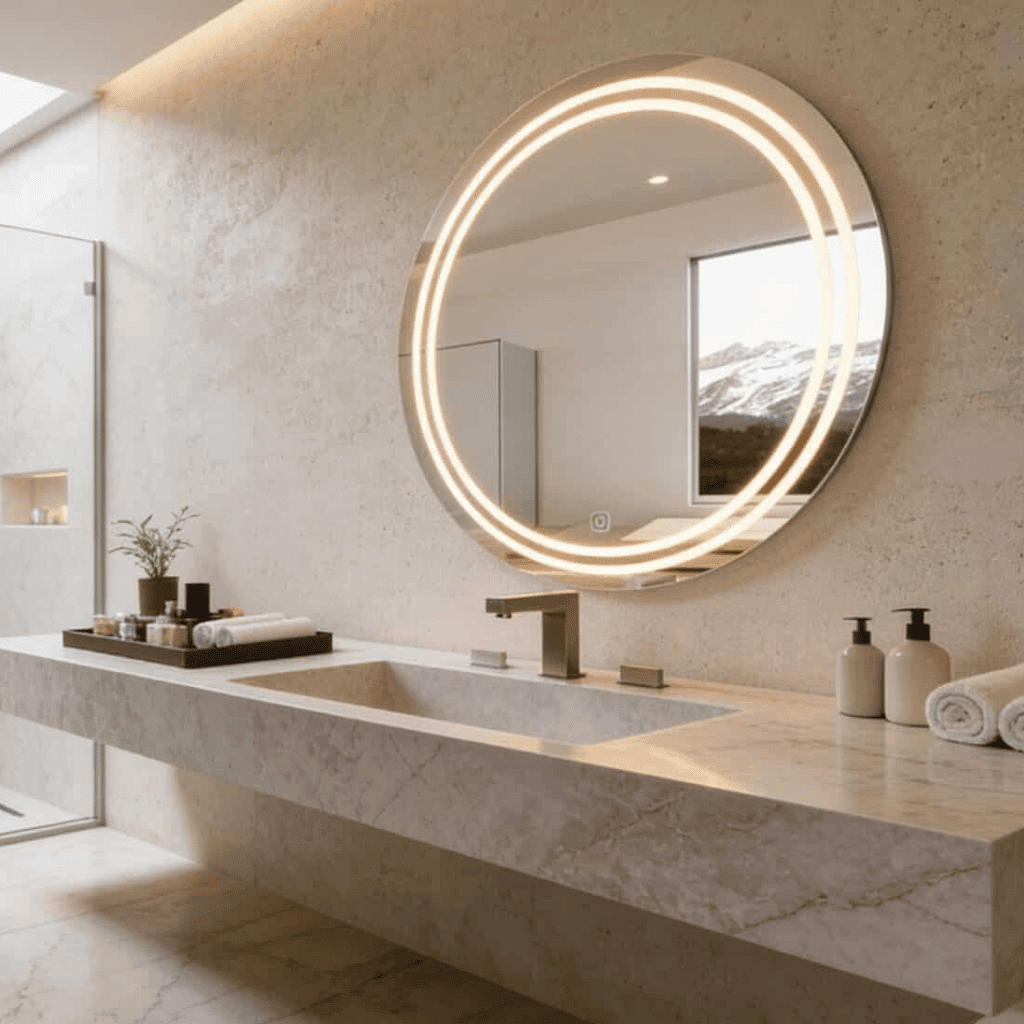 Double Ring Round LED Bathroom Mirror