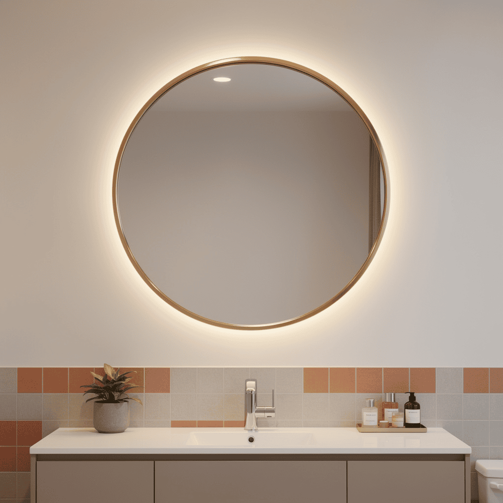 Golden Border LED Mirror India – Round Vanity Mirror with Backlight