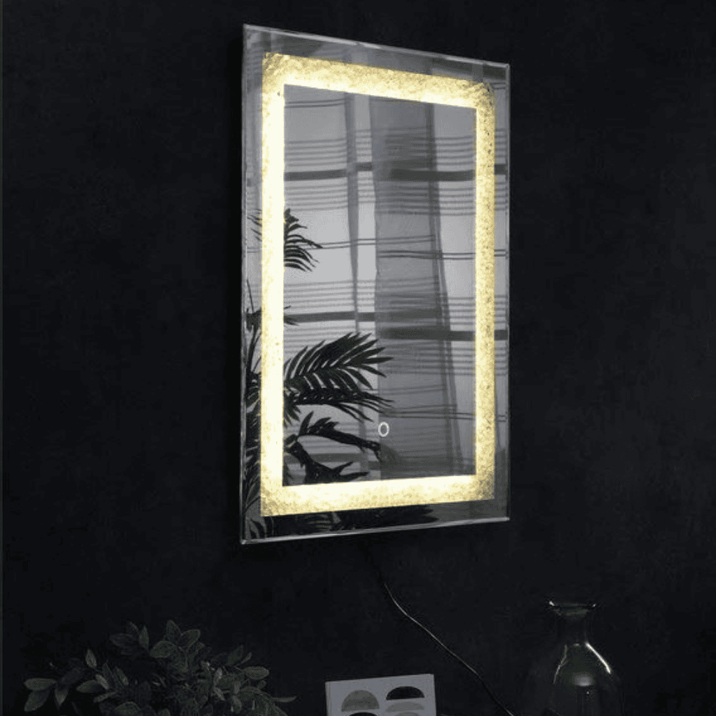 LustraLux™ Gold Glow LED Mirror India – Crackled Frame Luxury Mirror with Warm Light and Touch Sensor