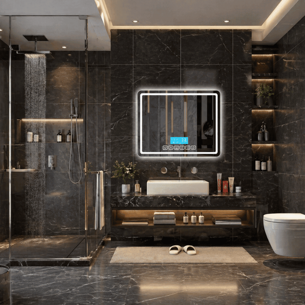 Premium Smart Bathroom Mirror with Clock