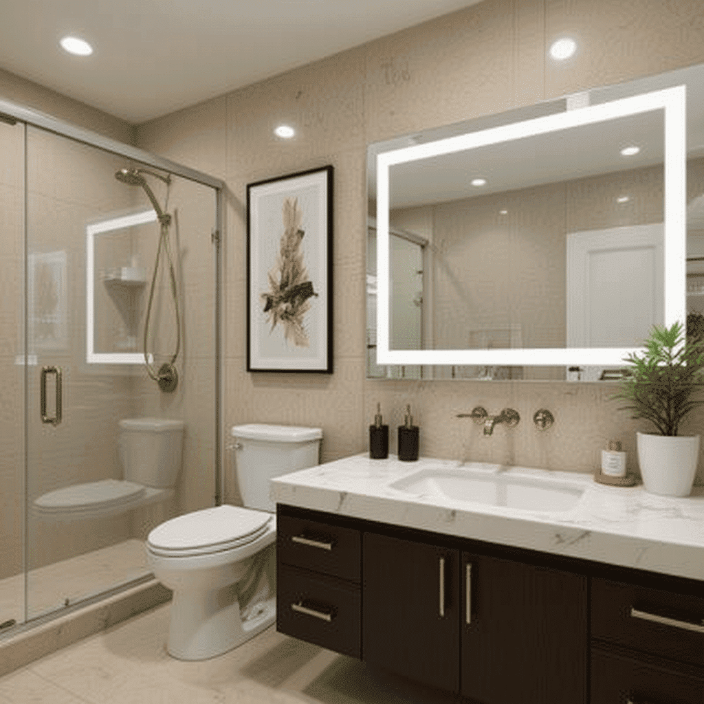 CrystalEdge Rectangular LED Bathroom Mirror – Wall Mounted & Anti-Fog