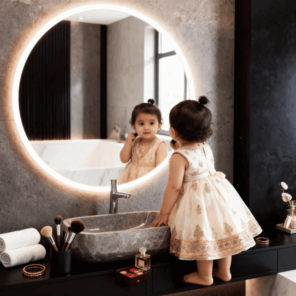 Modern Round Halo LED Bathroom Mirror 1