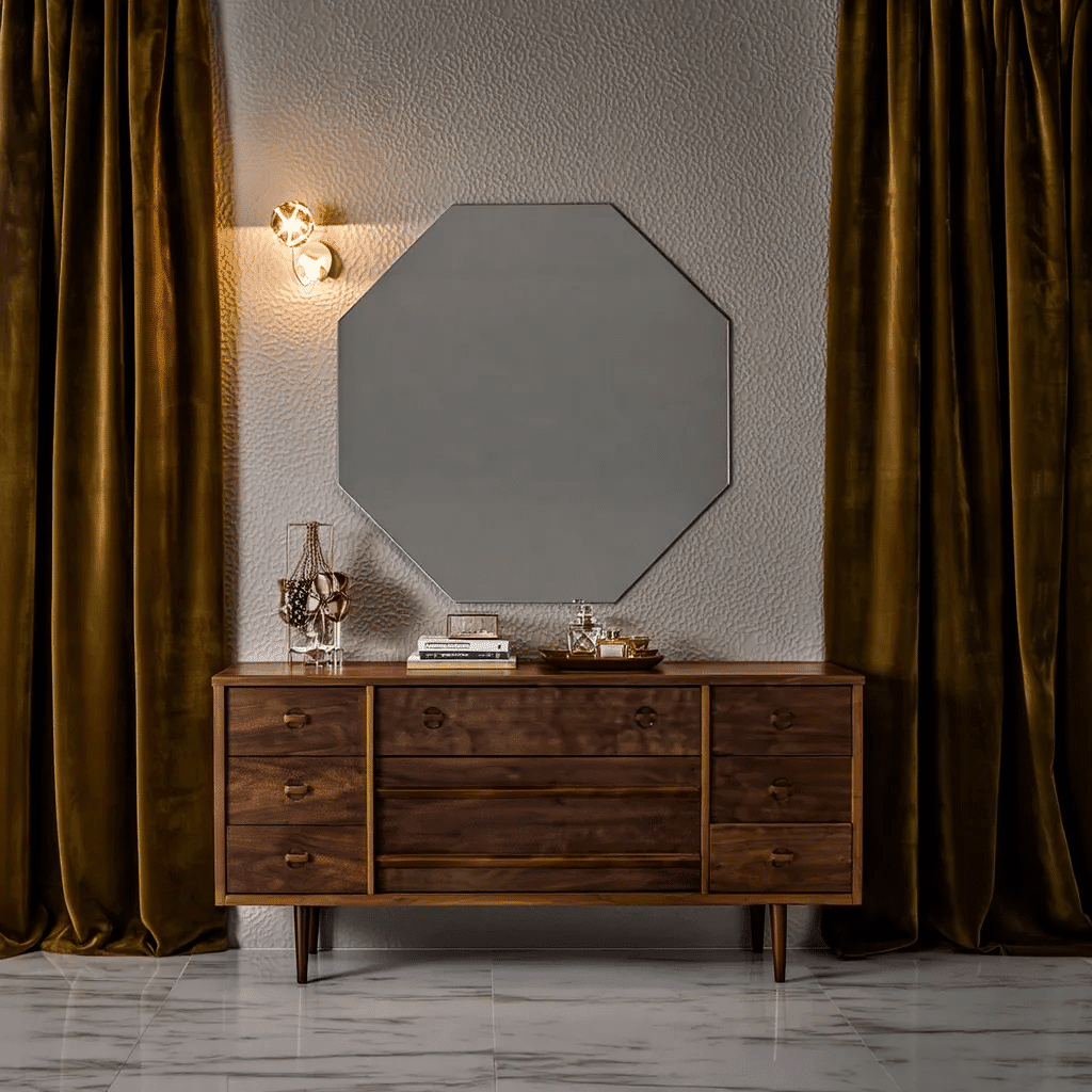Geometric Luxe Mirror – Octagon Wall Mirror for Modern Living Spaces