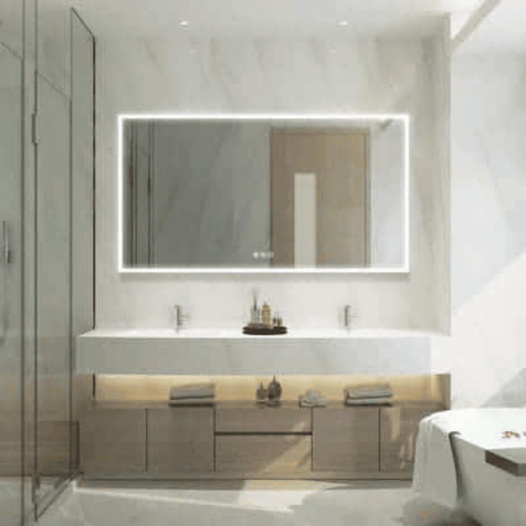 Frameless Glow Mirror for Double Vanity