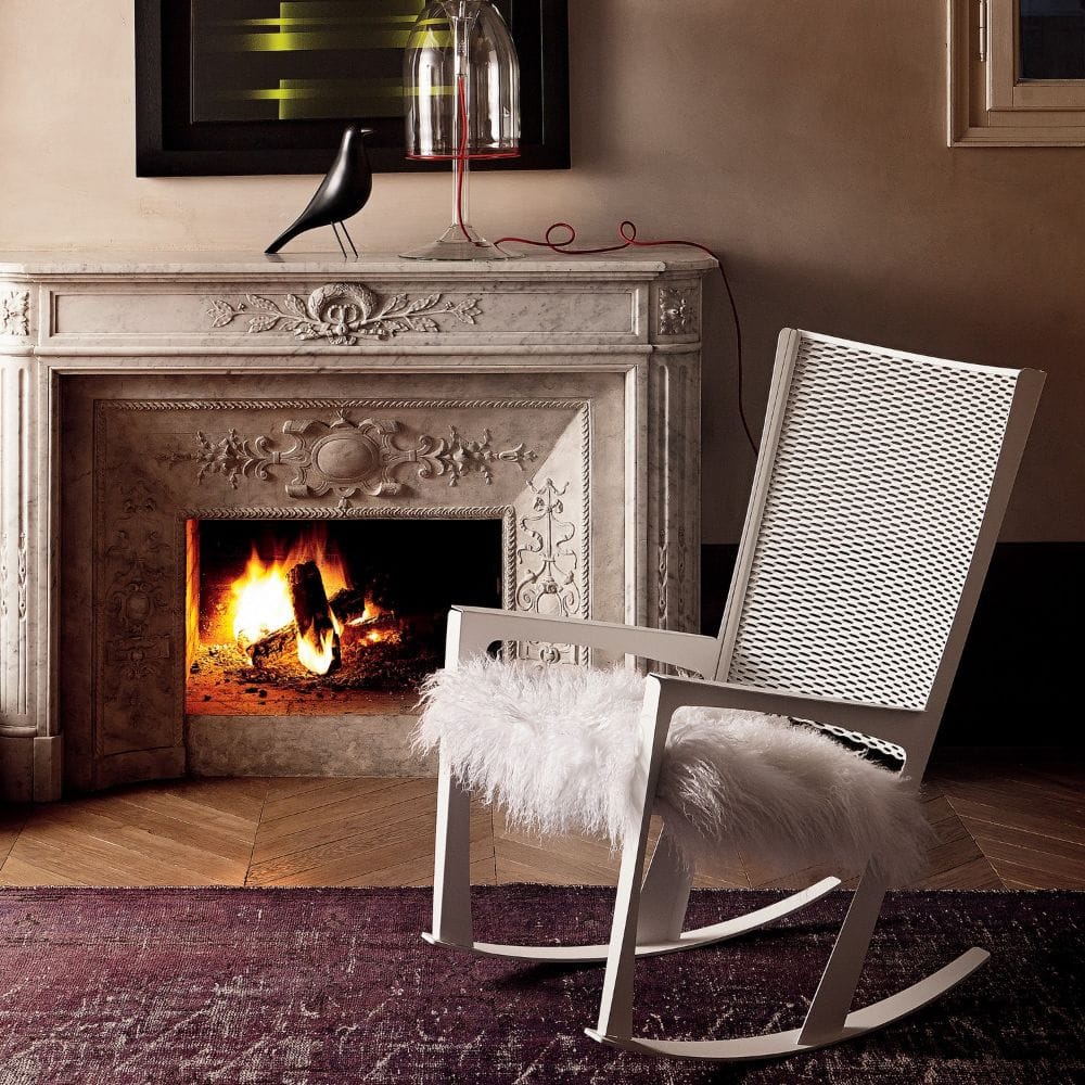 modern white rocking chair.