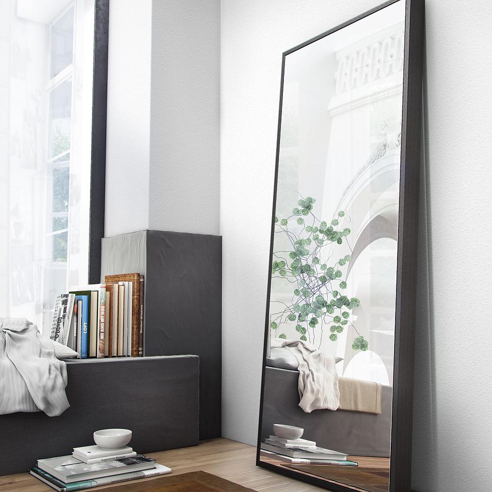 modern bedroom rectangular half mirror.