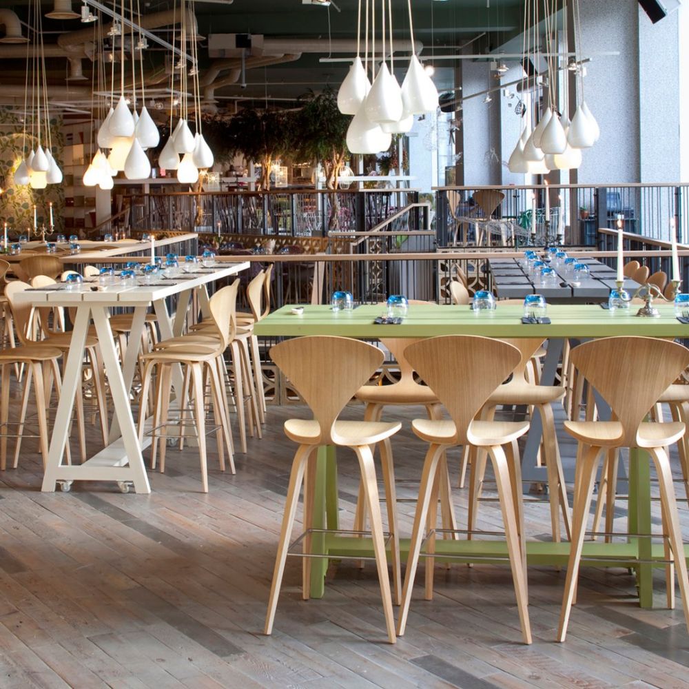 Modern Cherner Chairs in a restaurant.