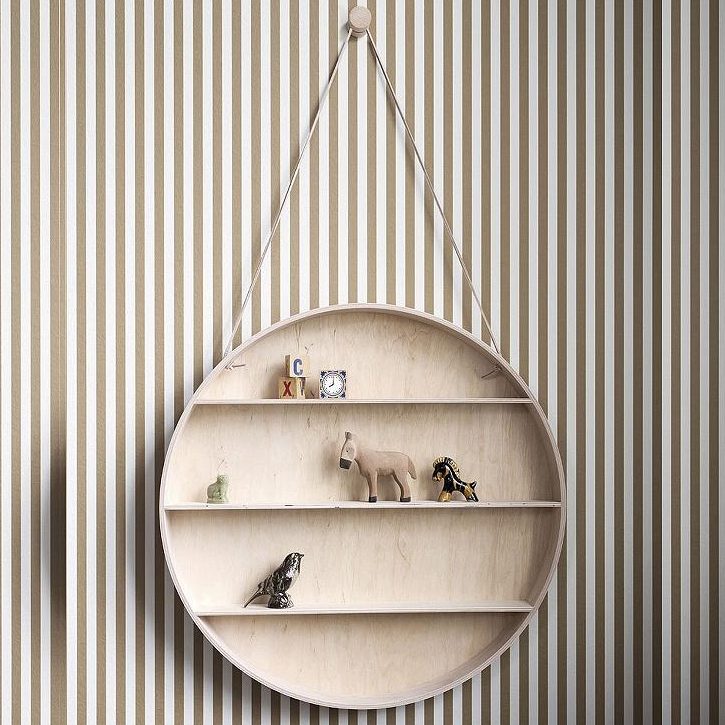 round, hanging storage shelf.