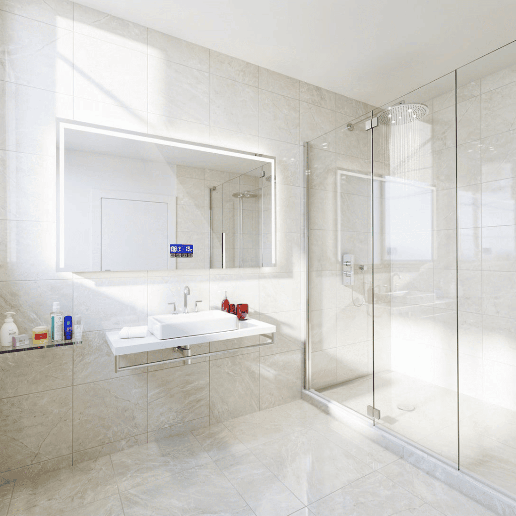 Designer LED Bathroom Mirror with Digital Clock