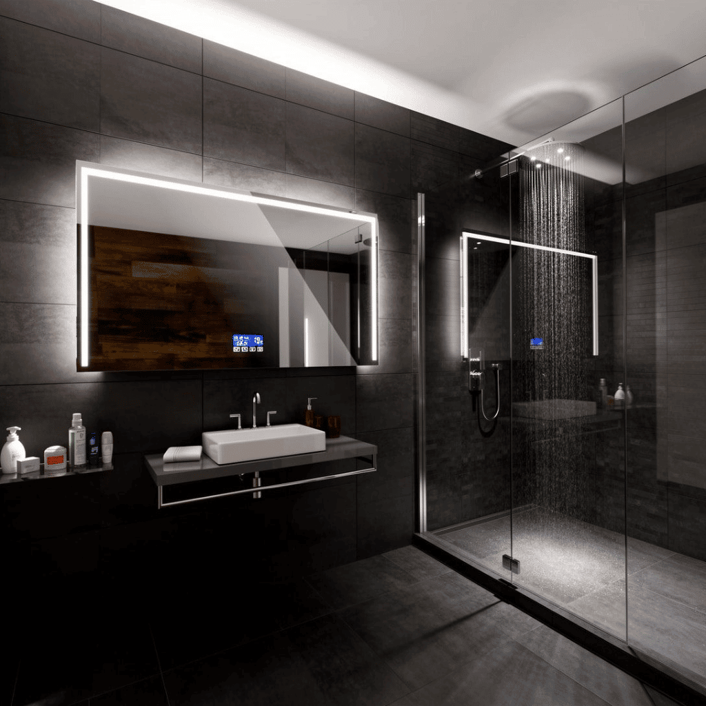 Designer LED Bathroom Mirror with Digital Clock 1