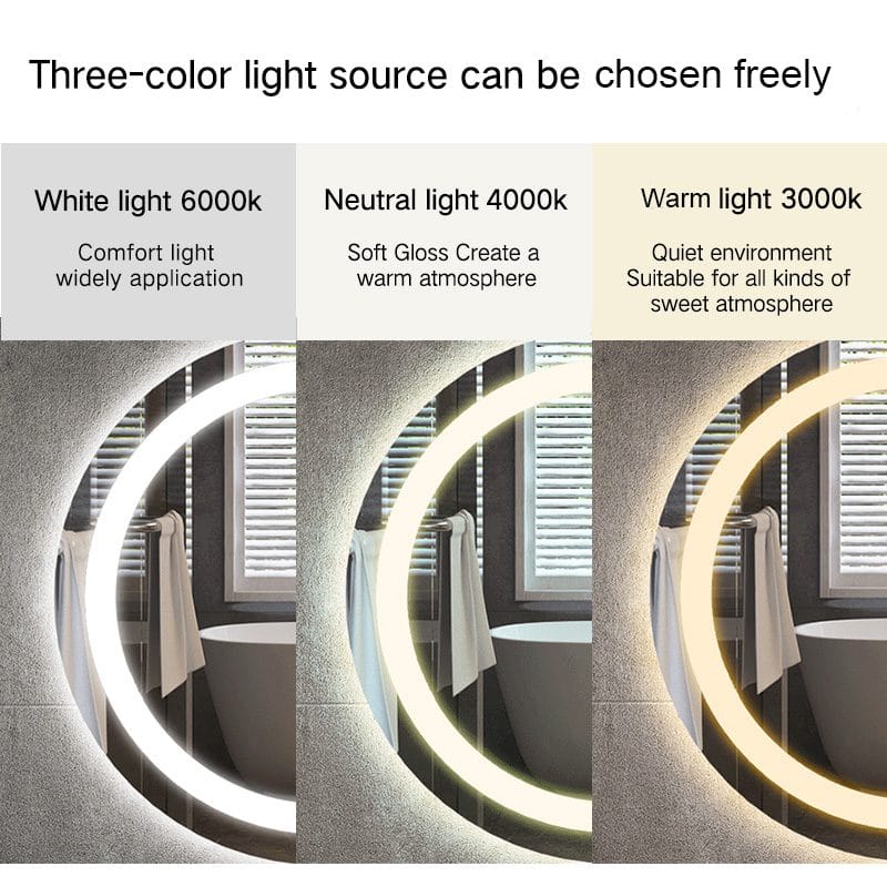 LED mirror light colour options — cool, neutral and warm white