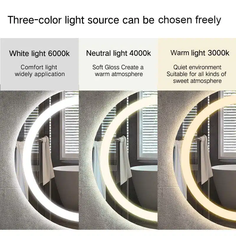 LED mirror light colour options — cool, neutral and warm white