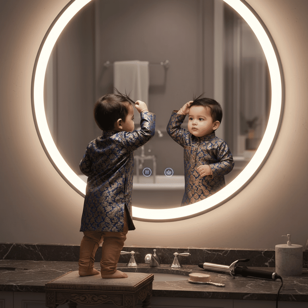 Circular LED Mirror | Modern Frameless Design with Bright Illumination 4