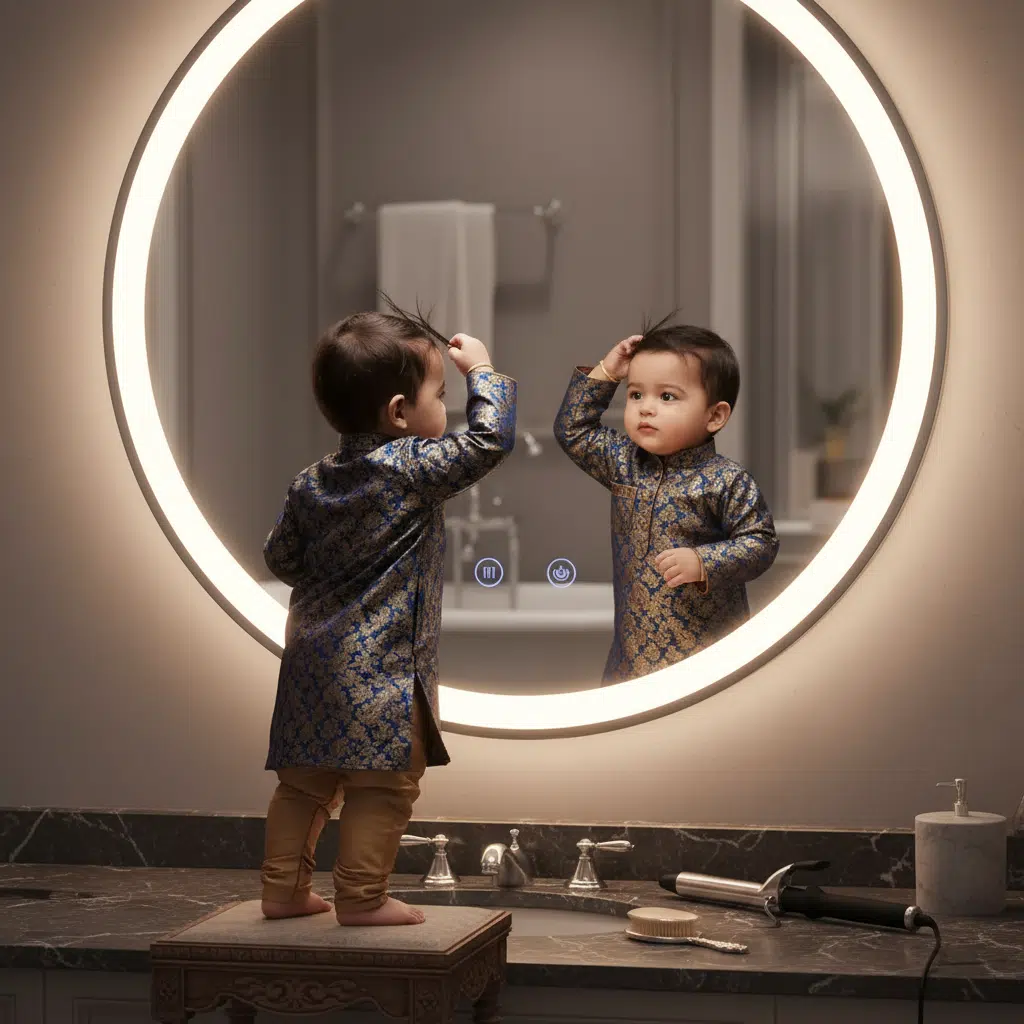 Circular LED Mirror | Modern Frameless Design with Bright Illumination 4