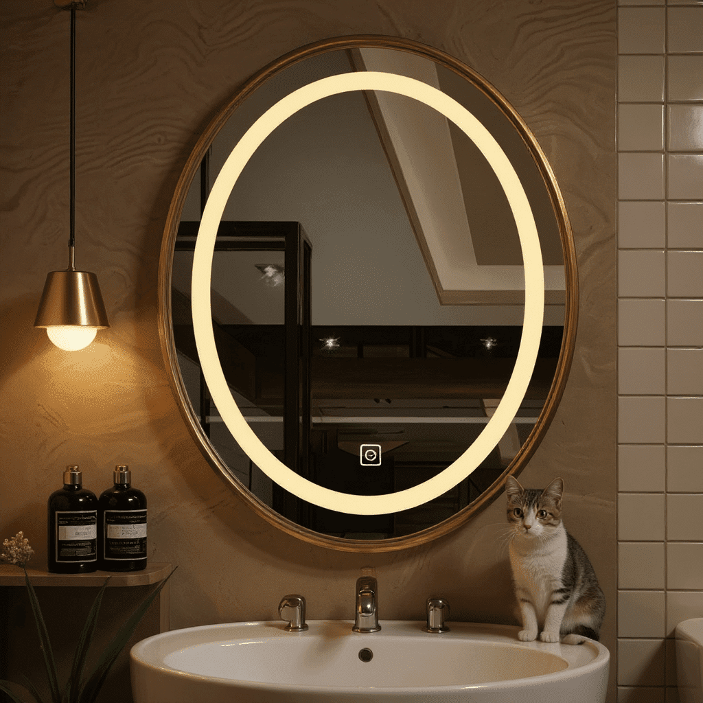 Oval LED Mirror with Soft Backlighting Oval LED Mirror with Soft Backlighting