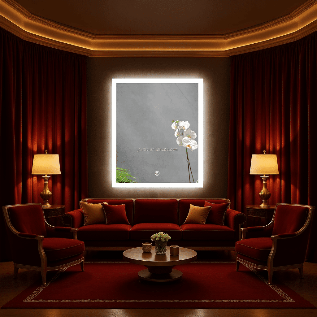 Rectangular LED Bathroom Mirror with Backlit Frame – Modern Design with Touch Control 1 Rectangular LED Bathroom Mirror with Backlit Frame – Modern Design with Touch Control 1