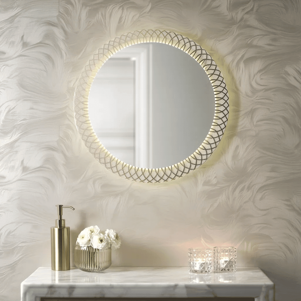 Mirror with Intricate Pattern and Touch Sensor 2 Mirror with Intricate Pattern and Touch Sensor 2