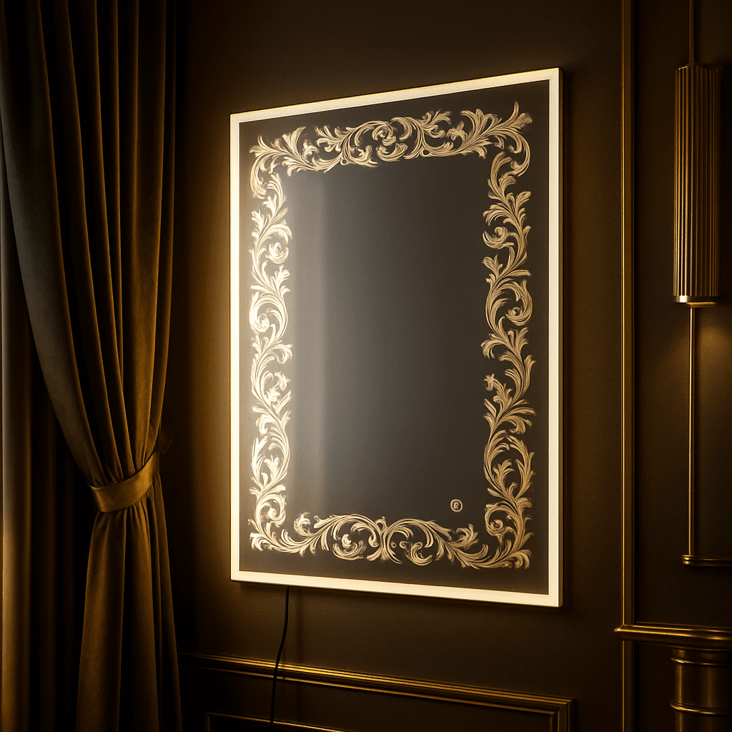 Luxury Floral Illuminated Bathroom Mirror