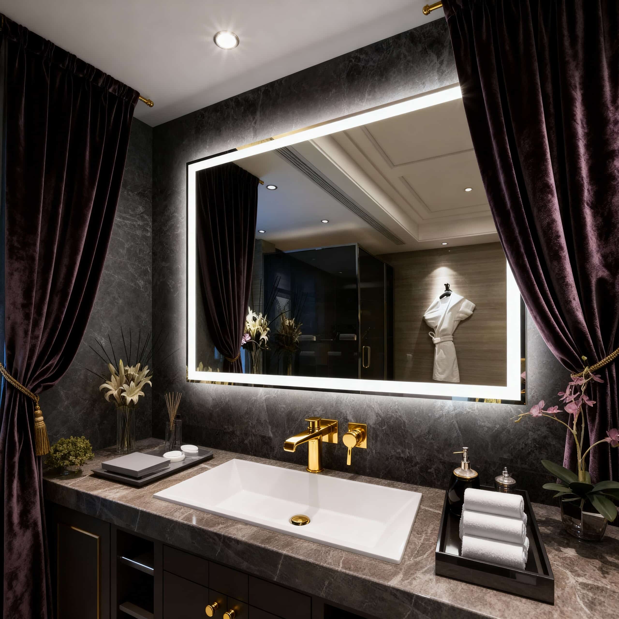 Premium LED Vanity Mirror with Ambient Lighting Design