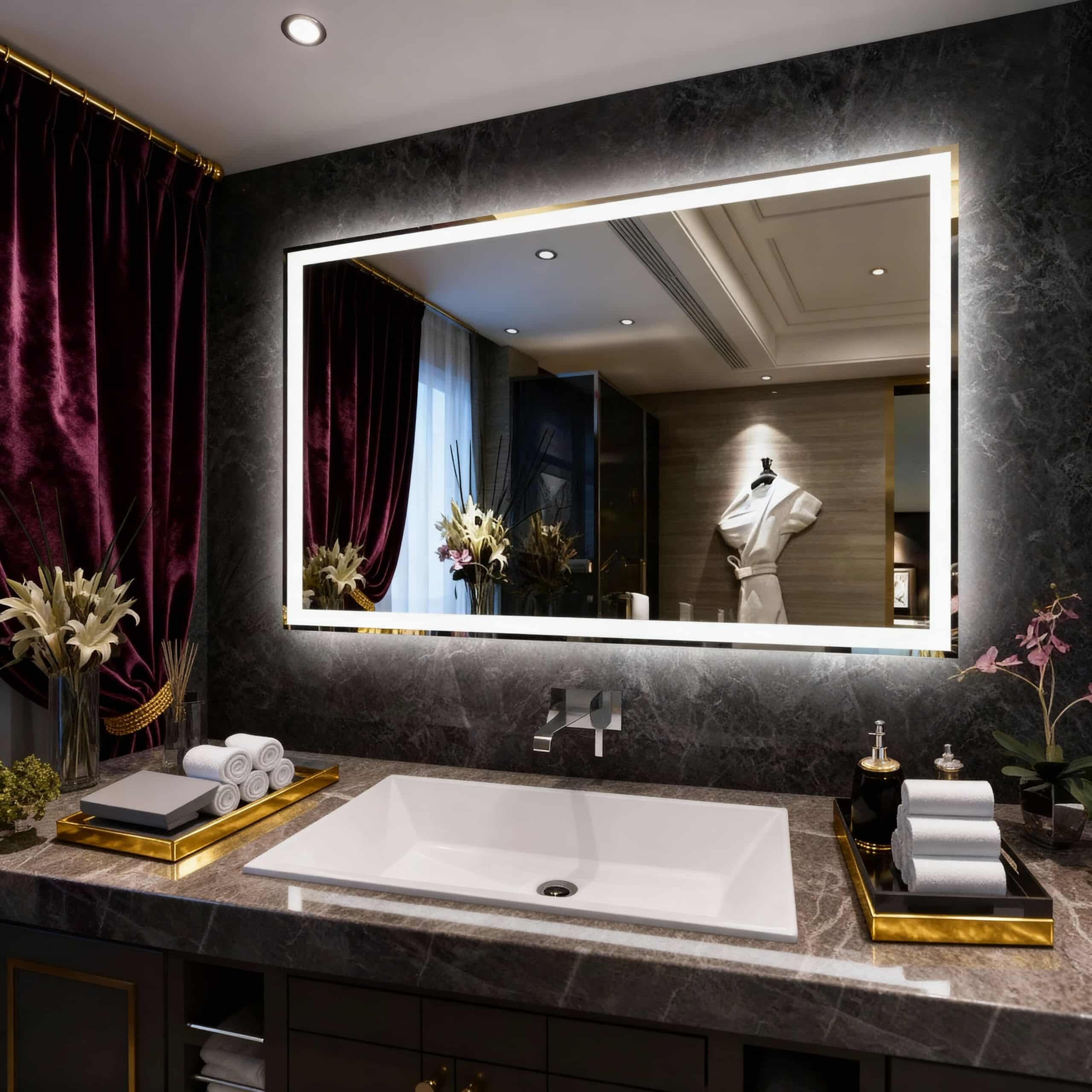 Premium LED Vanity Mirror with Ambient Lighting Design