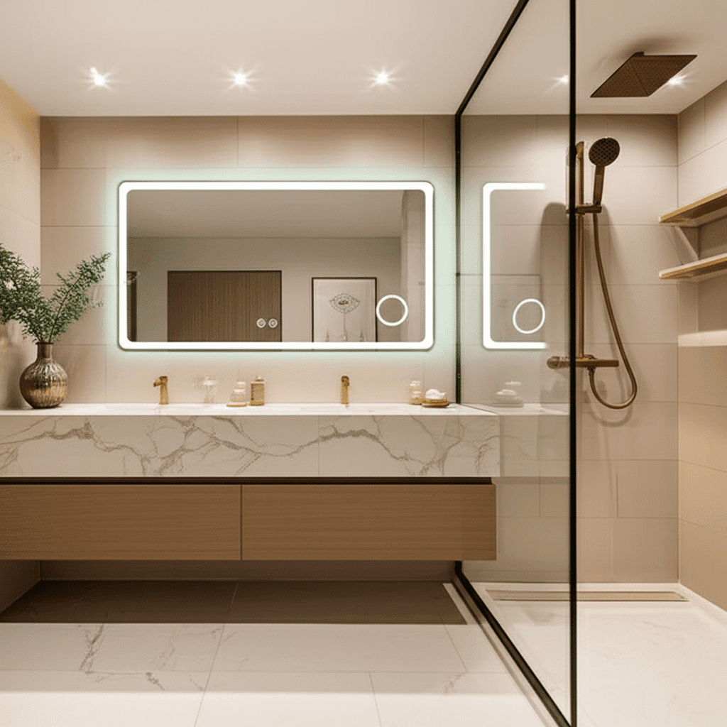 rectangle led mirror with curved corner-ab